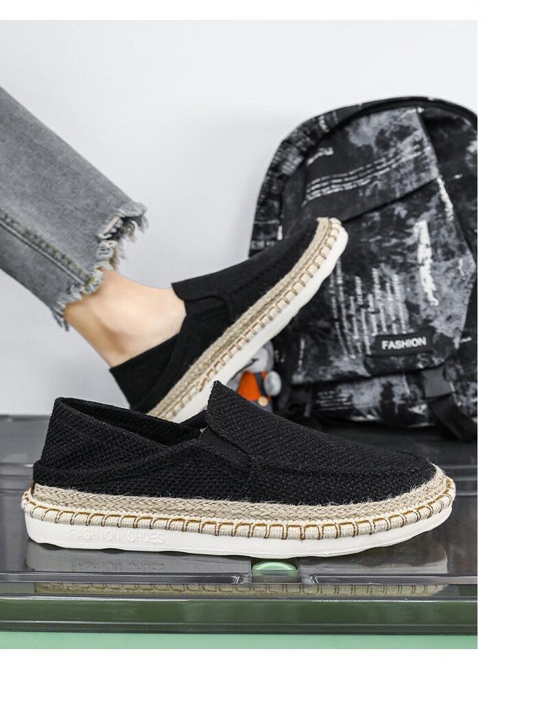 Απόδοση κόστους Ανδρικά casual ψάθινα υφασμάτινα παπούτσια ψαρά από παλιό ύφασμα Πεκίνου, αναπνεύσιμα παπούτσια για άνδρες, χαλαρά και μοντέρνα παπούτσια οδήγησης_voghion.com