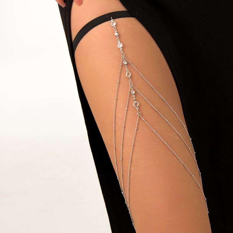 Chaîne de corps multi-chaînes dorée pour femme, accessoire sexy pour les cuisses, avec perles multicouches_voghion.com