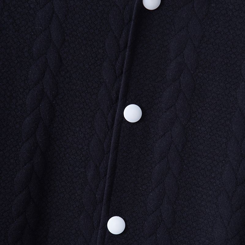 Men's Clothing autumn and winter men's baseball jacket knitted heavy jacquard solid color stand up collar casual drop shoulder button jacket men_voghion.com