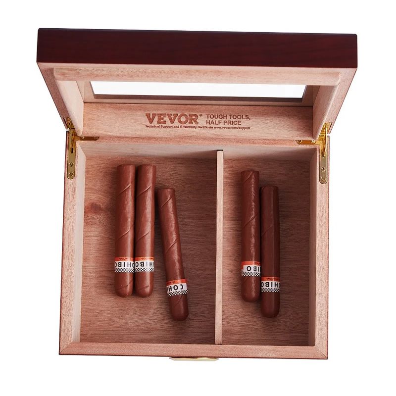 Hygrometer Box Glasstop Cigar Cigars Storage Humidifier 50 Cedar Humidor_voghion.com