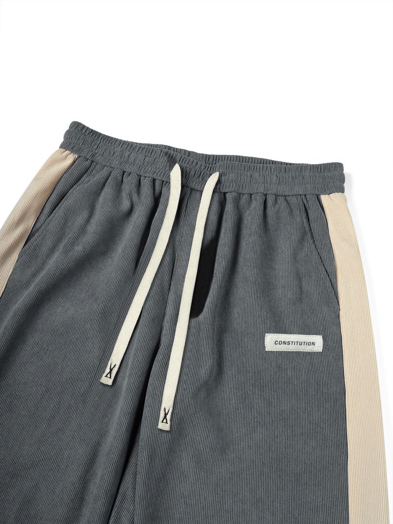 Cordhose mit Streifen für Herren – Lockere, gerade Passform, High Street Style (Schwarz, Cremeweiß, Dunkelgrau, S-XXL)_voghion.com