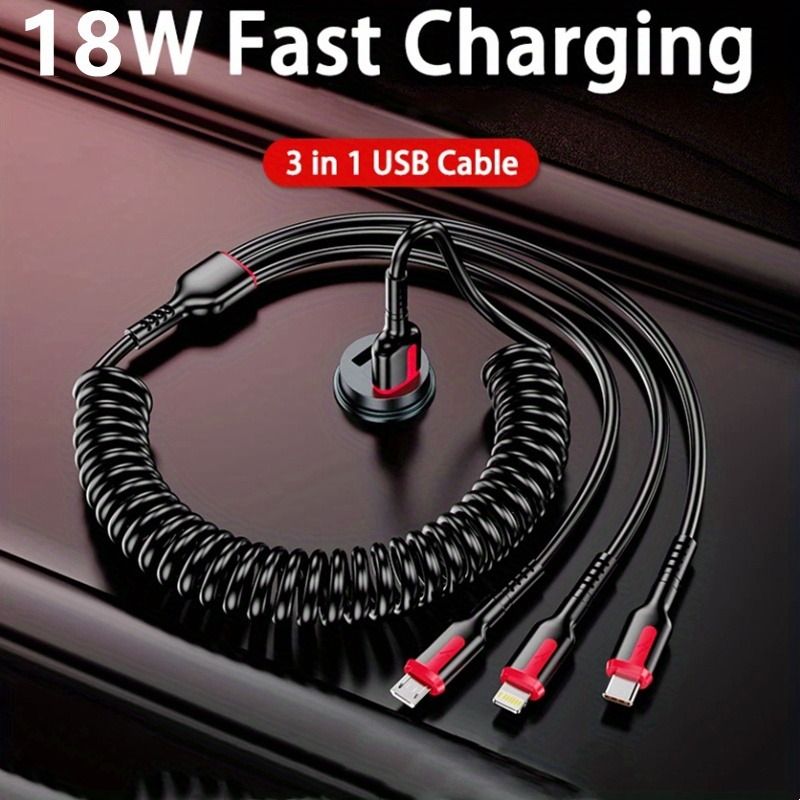 3'ü 1 arada 18W Hızlı Şarj USB Type C Kablosu Mikro USB Kablosu IPhone 14 13 12 Pro Şarj Kablosu OnePlus, USB C Cep Telefonları Şarj Kablosu_voghion.com