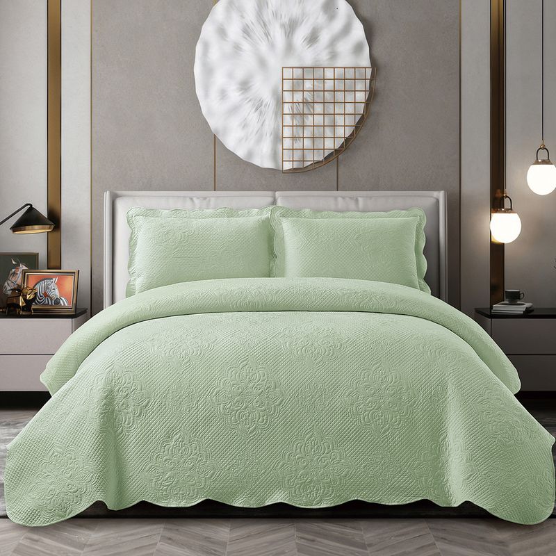 3-Piece Brushed Cotton Embroidered Duvet Set Soft Breathable Bedding With Washed Cotton Cover All-Season Lightweight Quilt_voghion.com