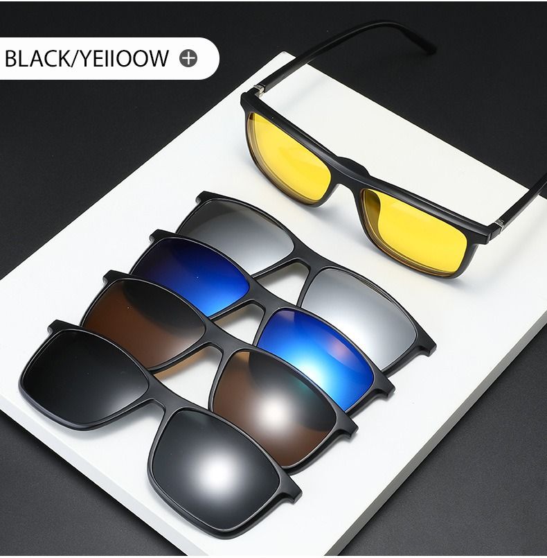 New Arrivals 6 In 1 Spectacle Frame Men Women With 5 PCS Clip On Polarized Sunglasses Magnetic Glasses Male Computer Optical 2299_voghion.com