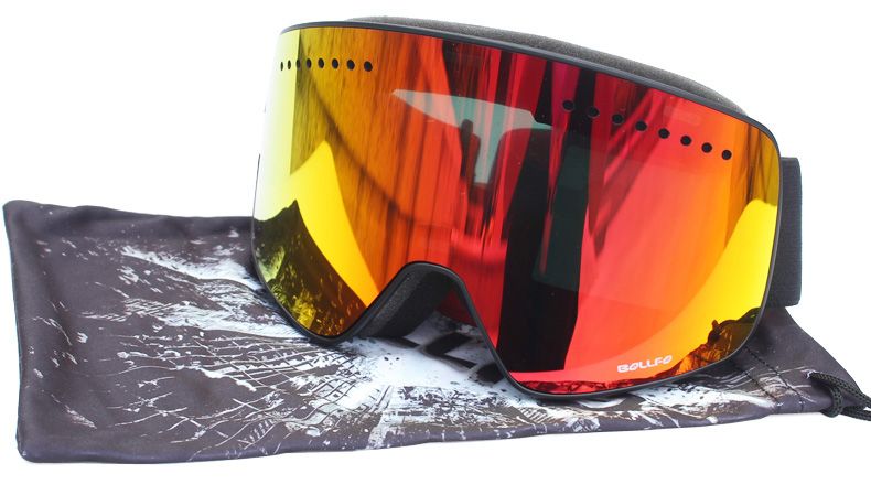 Skibril met magnetische dubbellaagse gepolariseerde lens Skiën Anti-condens UV400 Snowboardbril Heren Dames Skibril Brillenkoker_voghion.com
