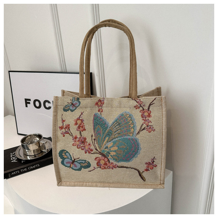 Ethnic Style Cartoon Elephant Xishuangbanna Tourism Handbag, Women's Shoulder Bag, Embroidered Canvas Bag_voghion.com