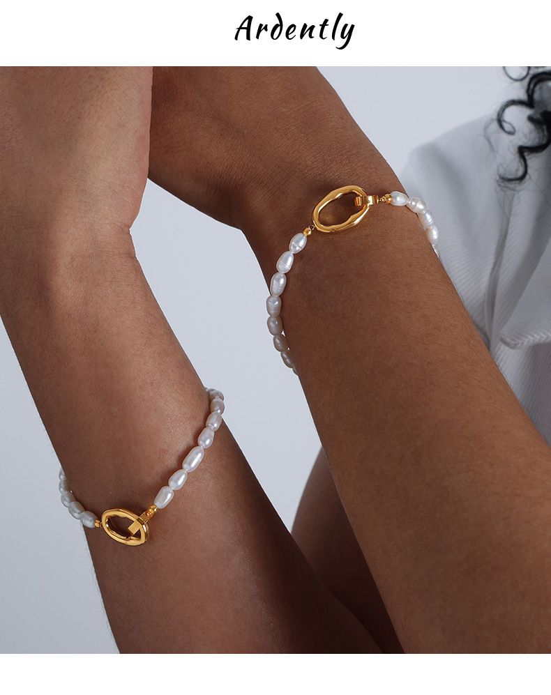 Temperament Persönlichkeit Design Süßwasser Perle Schlüsselbein Halskette Schmuck Set Aus Titan Stahl, Modische Und_voghion.com