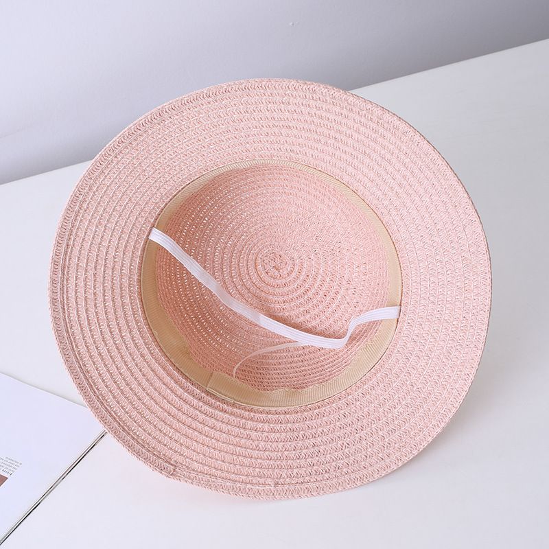 Cappello da spiaggia estivo per bambini, con paglia, per genitori e bambini, con protezione solare, con fiori carini, piccolo sacchetto fresco_voghion.com