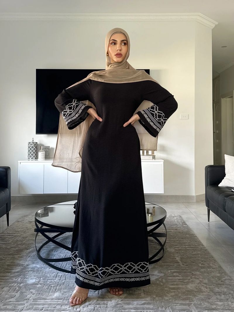 Ženska odjeća Bliskog istoka Robe Butik Vez Moda Kardigan s resicama i muslimanska haljina_voghion.com