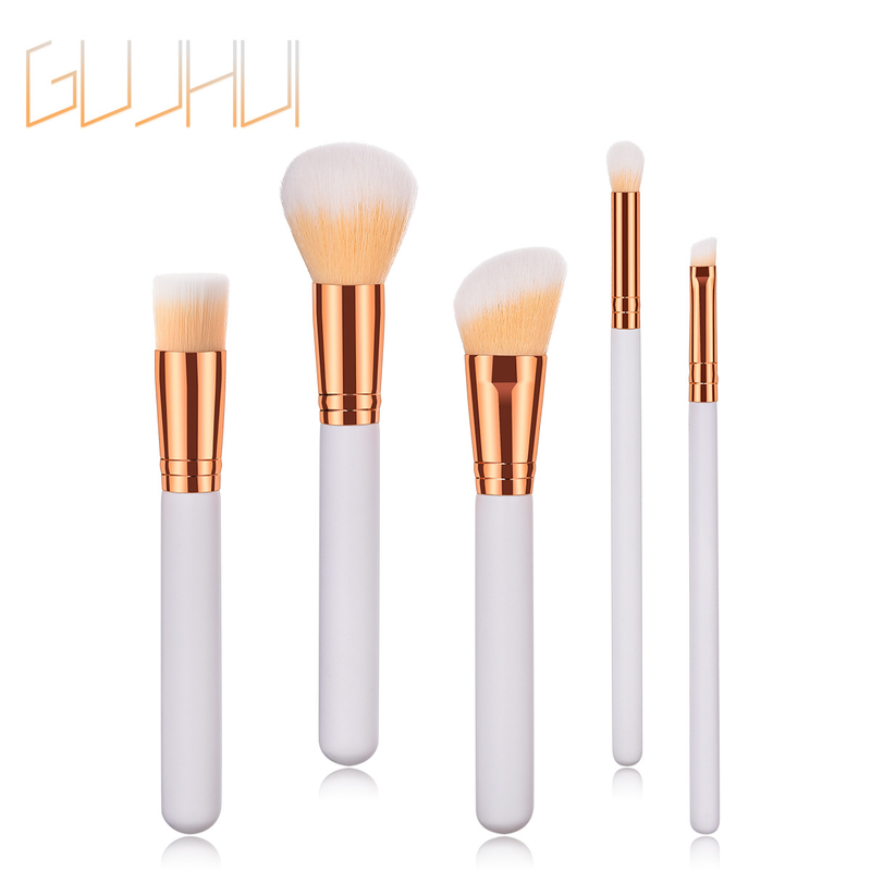 Pennelli per trucco da 5 pezzi, strumenti di bellezza, manico in legno Yuncai, tubo per la bocca, capelli in nylon GUJHUI_voghion.com
