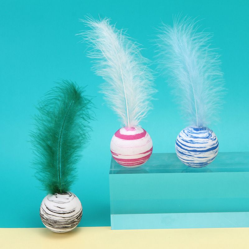 Zabawka dla kota EVA w paski w kształcie gwiazdy, interaktywna, do samodzielnego zabawy, z piórkami i różdżką, artykuły dla zwierząt_voghion.com