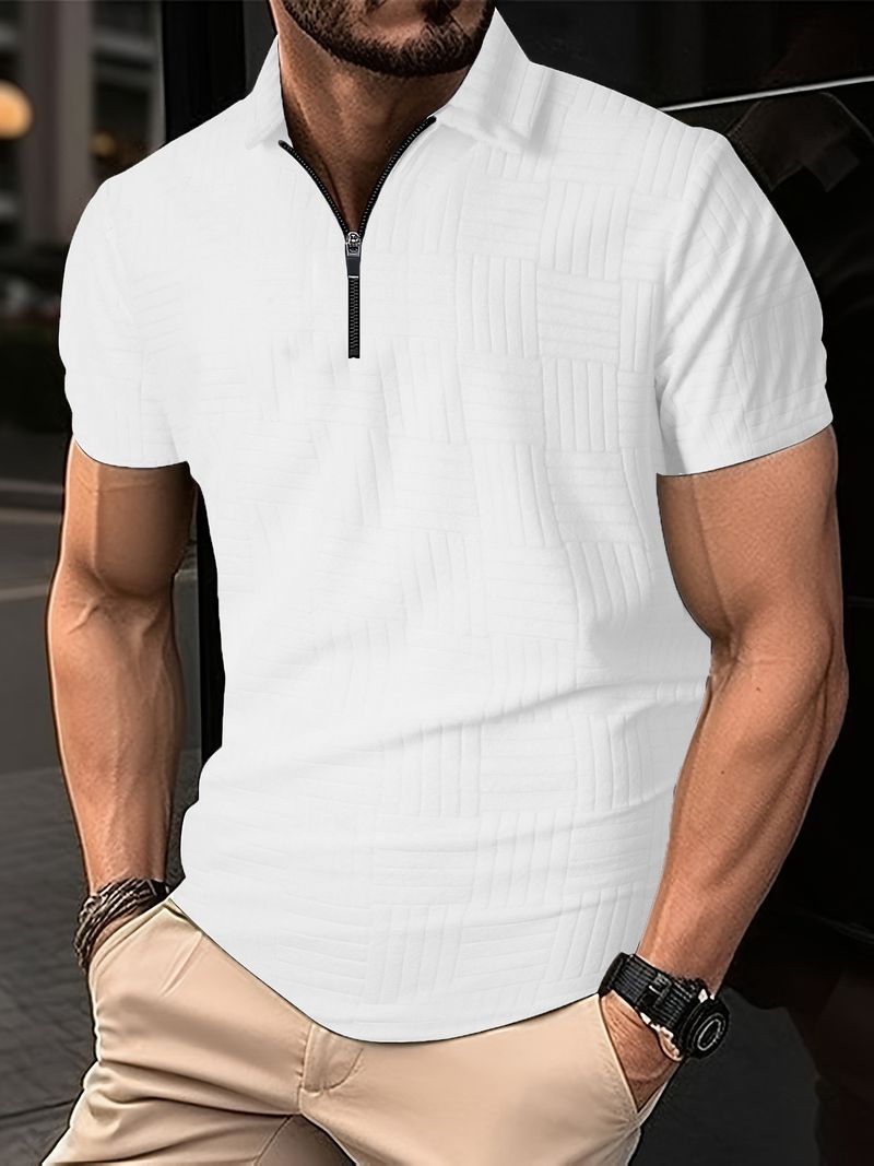 Summer New European And American Men's Polo Shirt Short Sleeve Button T-shirt Loose Jacquard Top Tees Shirt Men's Fashion_voghion.com