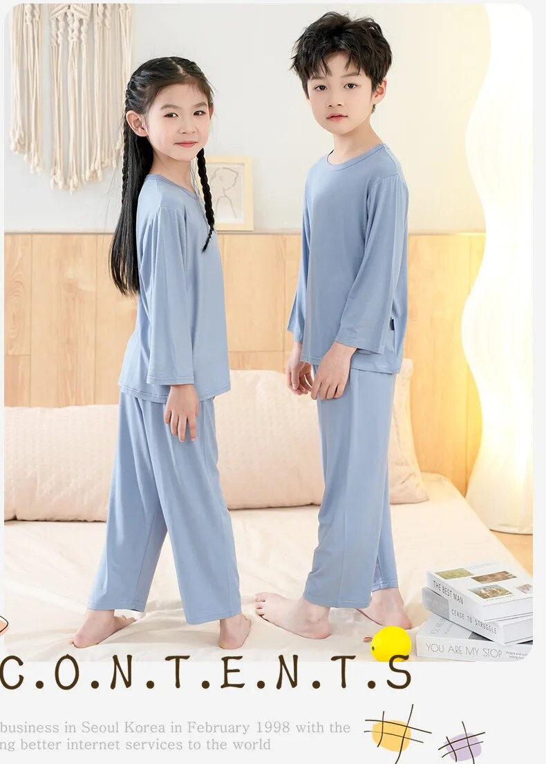 Ropa de bebé de primavera y verano, conjuntos de pijamas para niños y niñas, ropa de casa para niños, ropa de dormir modal, ropa interior para niños, pijamas_voghion.com