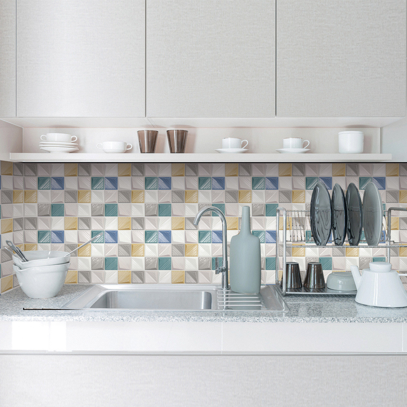 MSC077-0923D Mosaik Krystal Flise Klistermærke Glas Tile DIY Vandtæt selvklæbende vægklistermærke_voghion.com