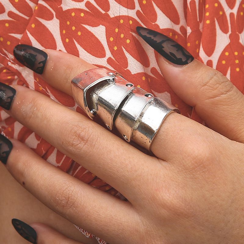 Armatura con coda di drago tiranno, giunto flessibile, anello, anello con teschio alla moda maschile_voghion.com