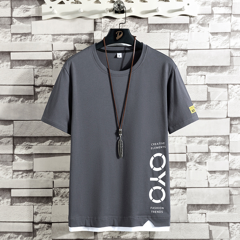 Short sleeved T-shirt, men's summer Hong Kong style trend, pure cotton clothing, spring loose fashion label, half sleeved fashion_voghion.com