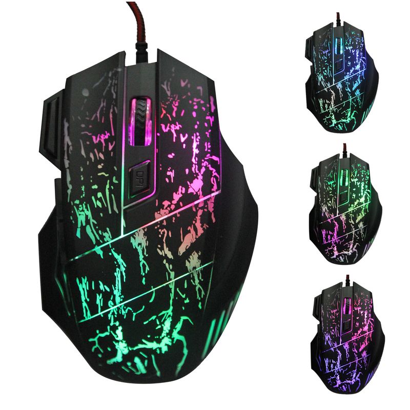 HXSJ Fließende Riss Bunte Leuchtende MAUS 7D Spiel Maus 3200dpi_voghion.com