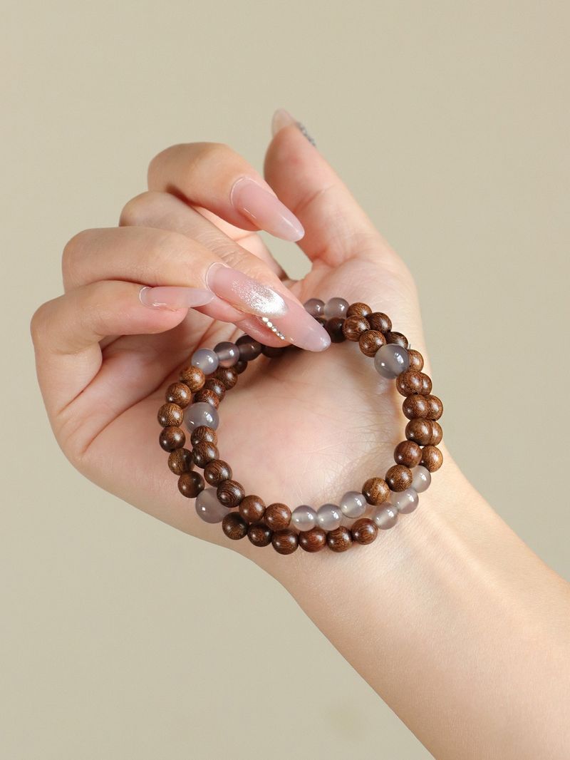 Beaded Bracelets Gold Silk Sandalwood Bracelets Ethnic Style Jewelry Ice Floating Red Hand Jewelry Gray Agate Strawberry Crystal Crystal Bracelet_voghion.com