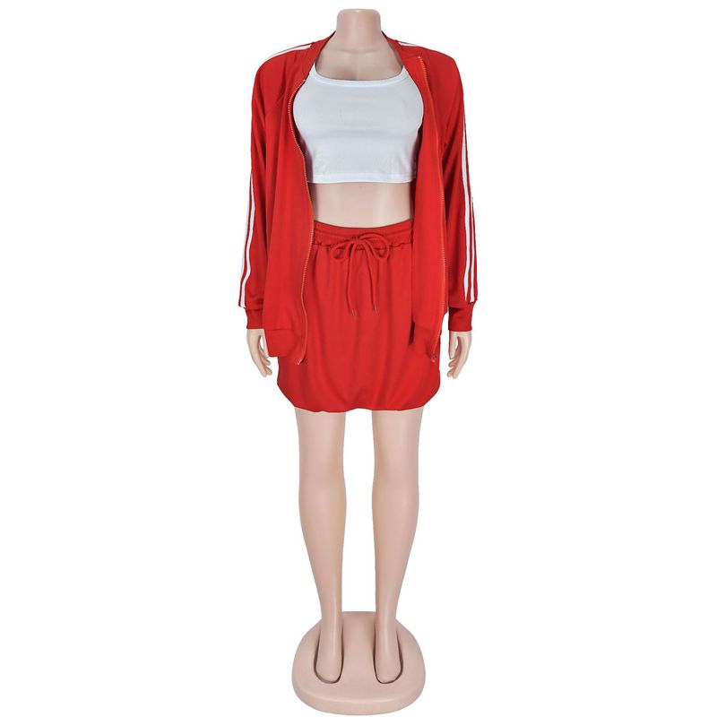 Vêtements pour femmes Mode Vêtements pour femmes Veste à ruban Jupe courte Couleur unie Costume deux pièces Neuf_voghion.com