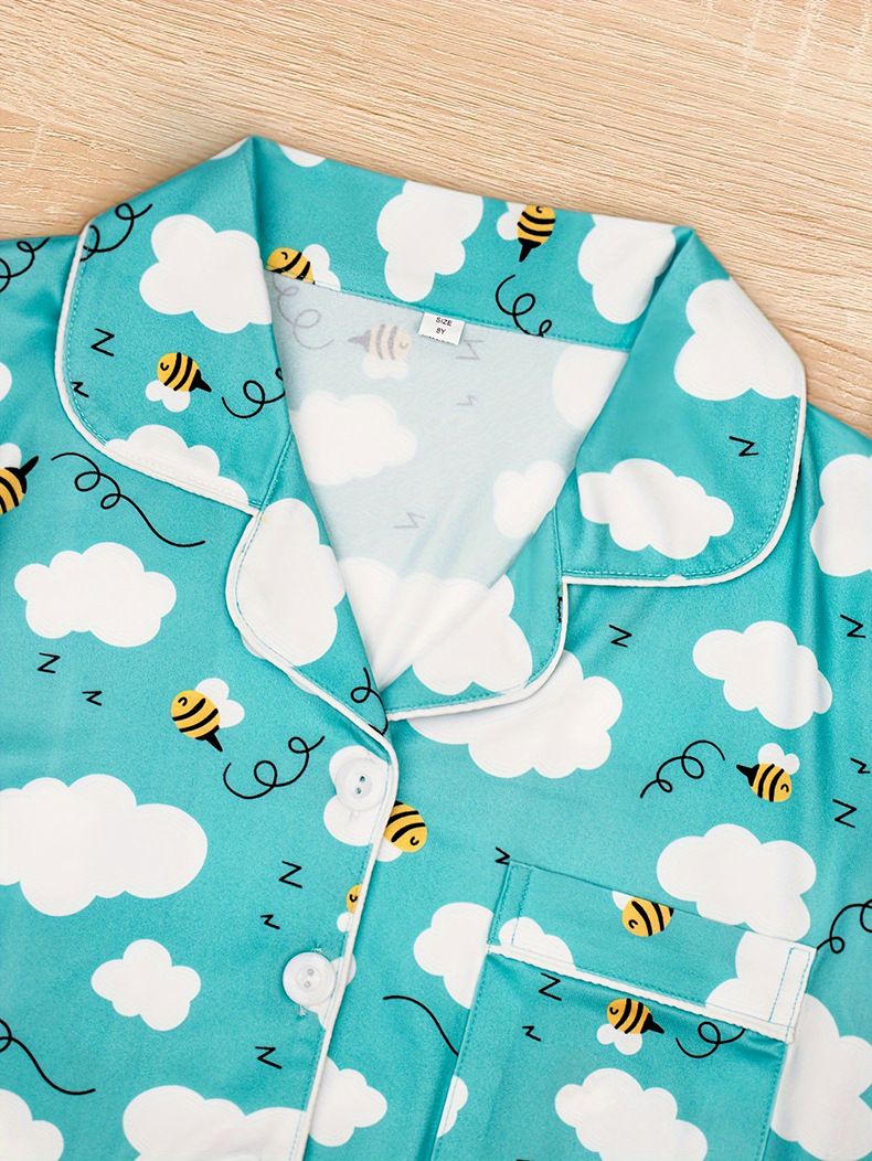 Conjunto de pijamas de manga larga para niños de invierno con estampado de pantalla de seda y leche para el hogar del bebé_voghion.com