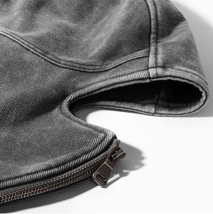 Felpa oversize con cappuccio e zip lavata vintage Y2K per uomo e donna_voghion.com