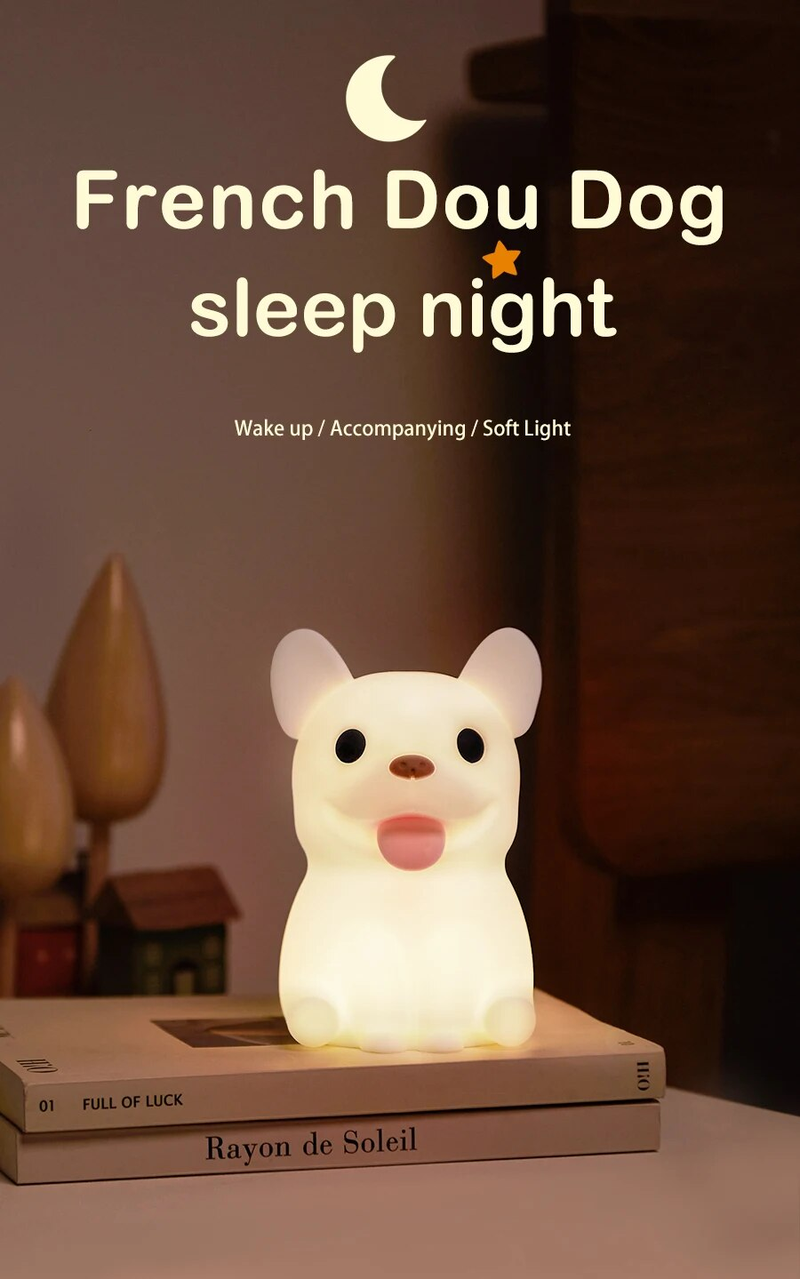 Veilleuses LED en Silicone souple, chat mignon, chien, lampe rechargeable, variable, décoration de chevet, enfants, bébé, lapin, veilleuse, cadeaux d'anniversaire_voghion.com