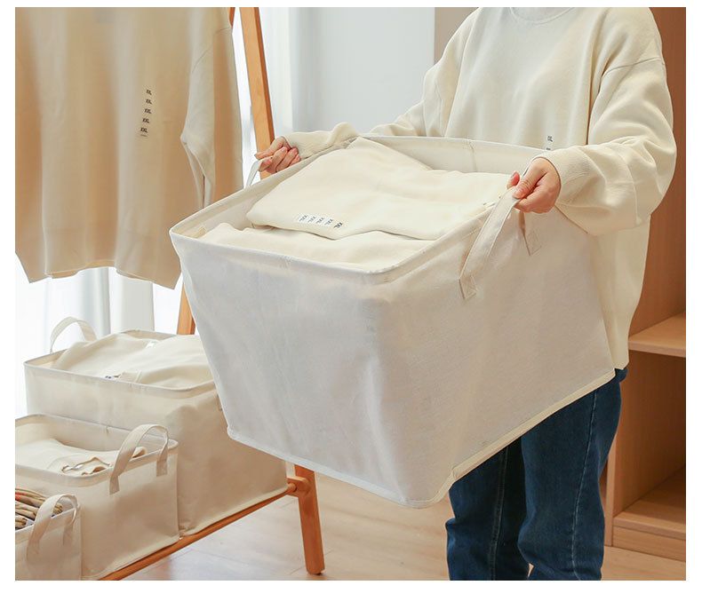 Grande contenitore in tessuto con coperchio - Organizzatore pieghevole per vestiti per guardaroba e casa (design traspirante e robusto con più scomparti per una facile organizzazione)_voghion.com