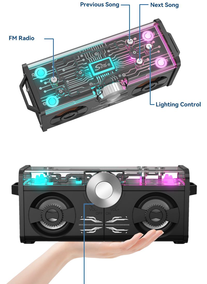 Altavoz Bluetooth ZQS2228, altavoz pequeño de alta calidad, subwoofer 2024 nuevo, visual transparente_voghion.com
