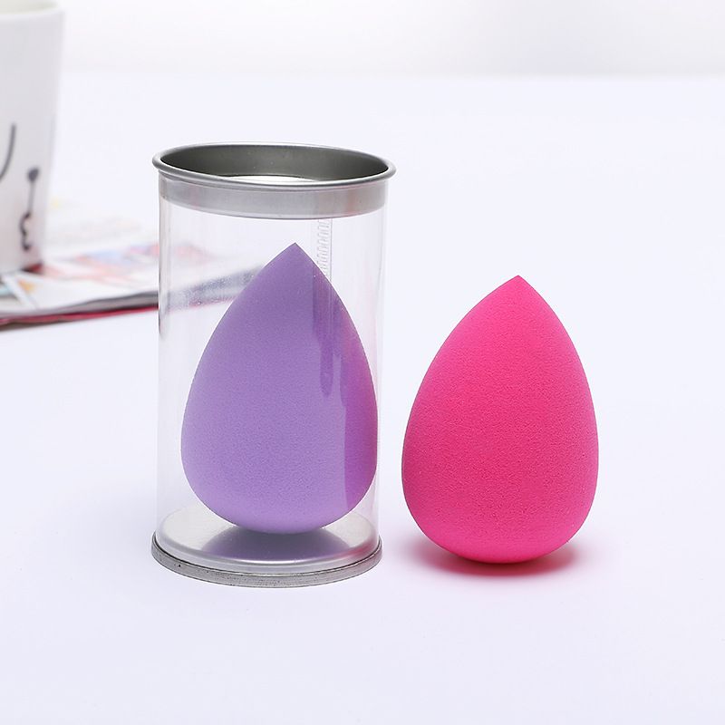Spugna per il trucco in cotone, 4*6, a forma di goccia d'acqua, non in lattice, con taglio inclinato, per il lavaggio del viso, si espande quando è bagnata._voghion.com