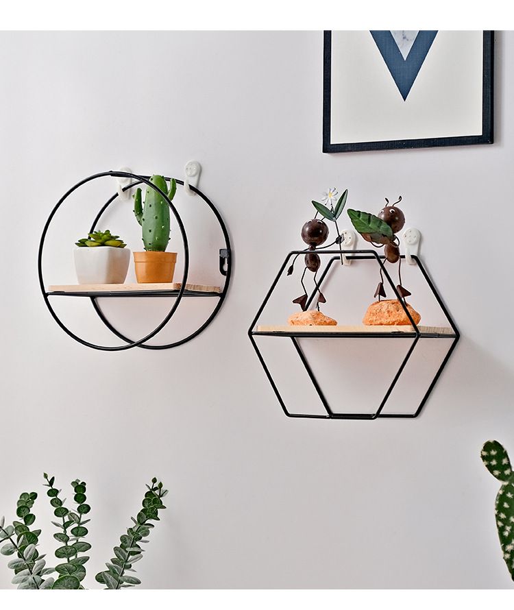 Scandinavian Iron Wall Shelf – No-Drill Storage For Wardrobe, Bathroom & Living Room (Set Of 2)_voghion.com