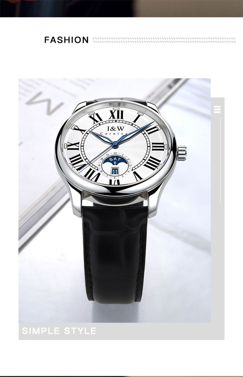 Relojes IW para hombre, reloj mecánico automático MIYOTA, resistente al agua, fecha, manecillas, cristal de zafiro, esfera de ondas romanas, reloj para hombre_voghion.com