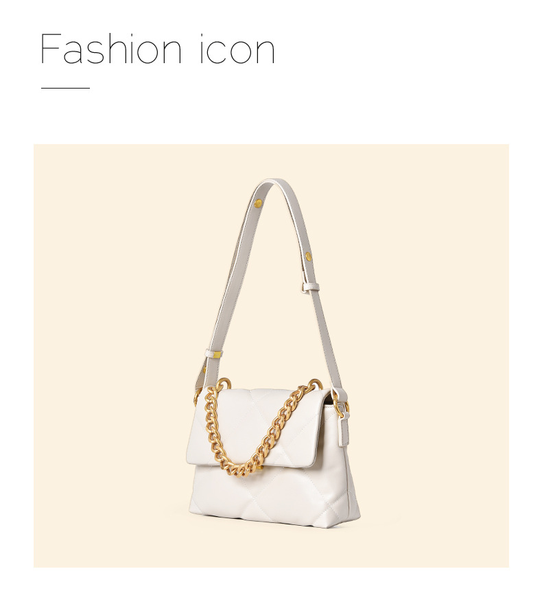 Borsa a tracolla elegante da donna - Elegante borsa quadrata piccola con tracolla a catena in morbida pelle PU, perfetta per l'uso quotidiano, borsa a tracolla leggera di lusso_voghion.com
