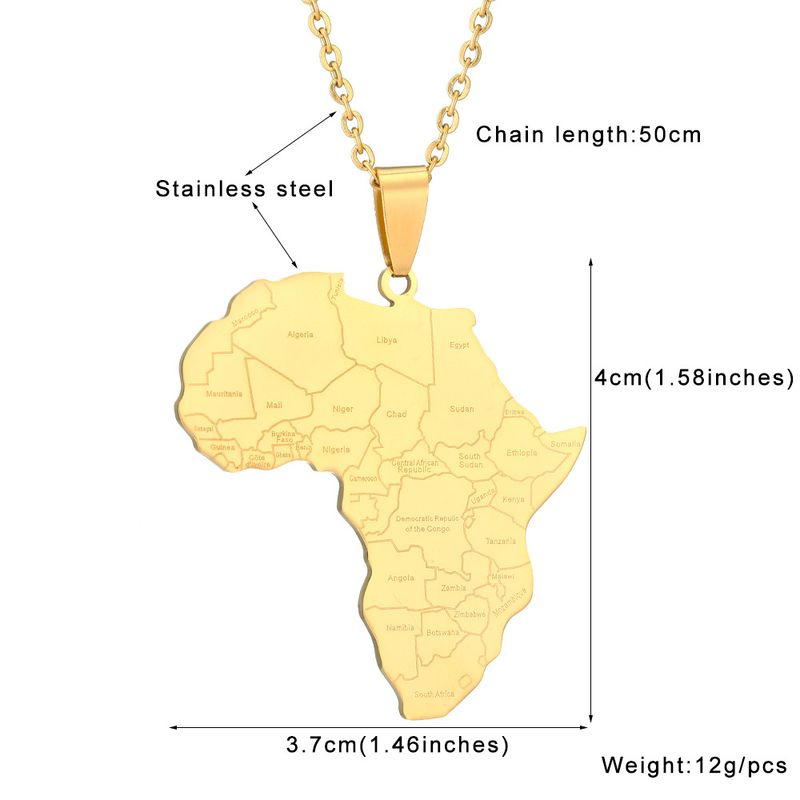 Collana con ciondolo con nome del paese in stile etnico africano, in acciaio al titanio lucidato, Nigeria, Ghana e Somalia_voghion.com