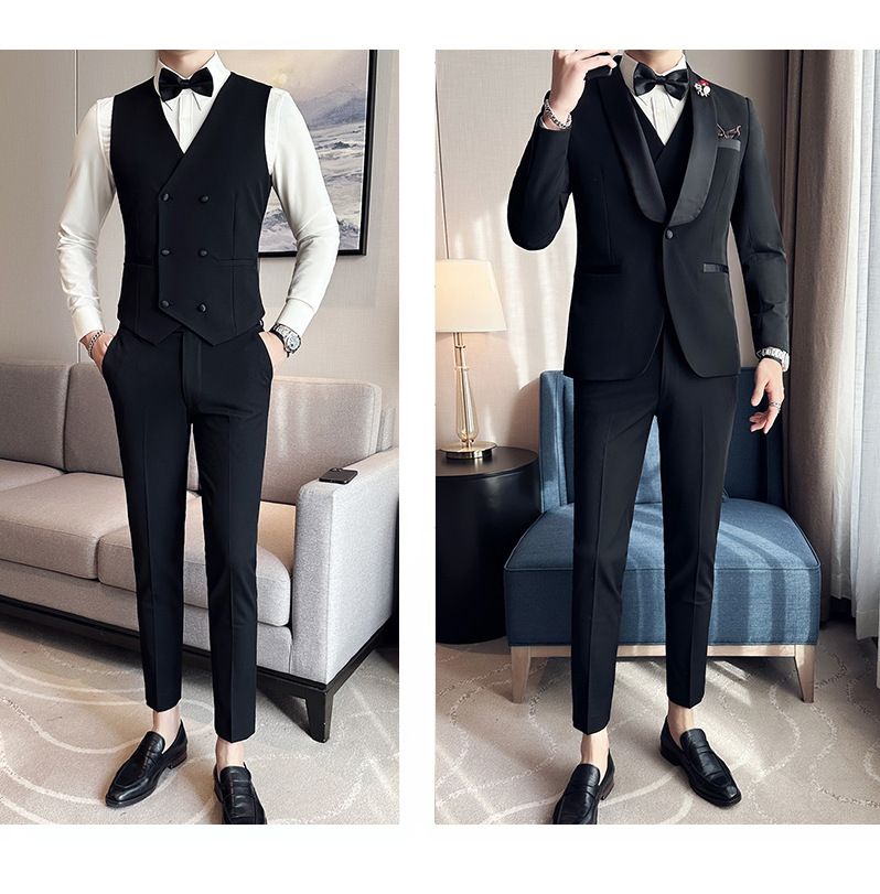 Elegantes Smoking-Set für Herren – Slim Fit, schwarzer Smoking für die Hochzeit des Bräutigams mit Schalkragen für Trauzeugen und formelle Anlässe_voghion.com