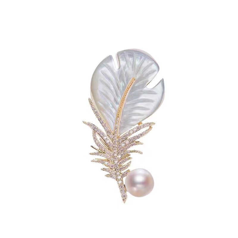 Spilla di alta qualità con piume di perle, da donna, di alta qualità, da blazer di alta qualità, accessori fissi per vestiti, regalo_voghion.com