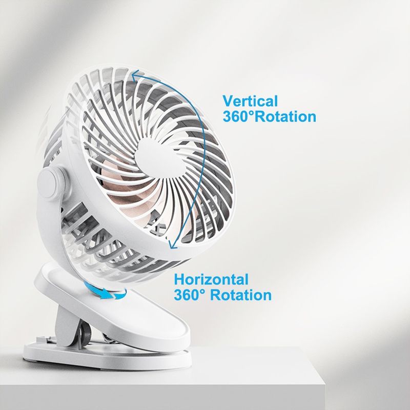 Tragbarer, wiederaufladbarer Mini-Kühlventilator zum Anklipsen am Schreibtisch, Kinderwagen, Kinderbett, Auto-Kühlventilator*_voghion.com