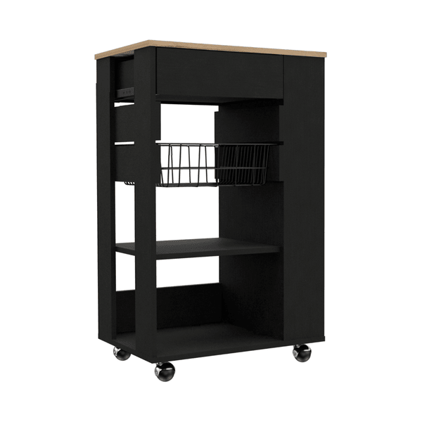 Rosemont Kitchen Cart, Two Open Shelves, Four Casters, One Drawer_voghion.com