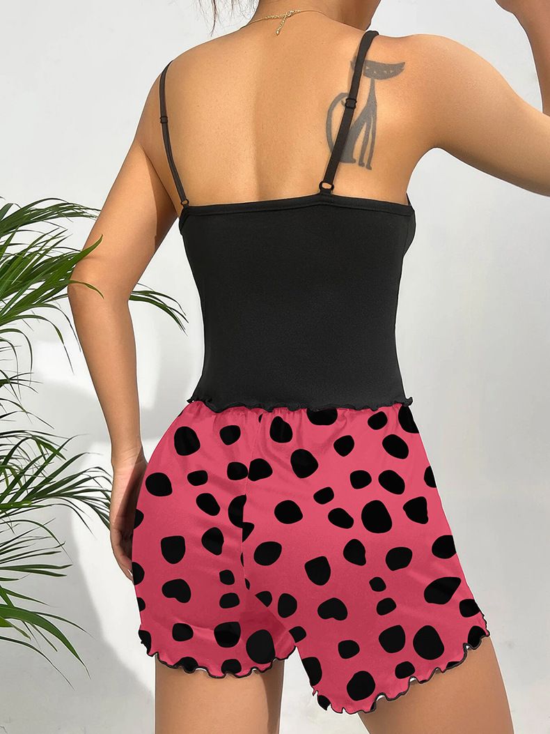 Damenbekleidung Mode Sommer Sexy Pyjamas Damen Ärmellose Hosenträger Shorts Home Kleidung Anzug Milchseide_voghion.com