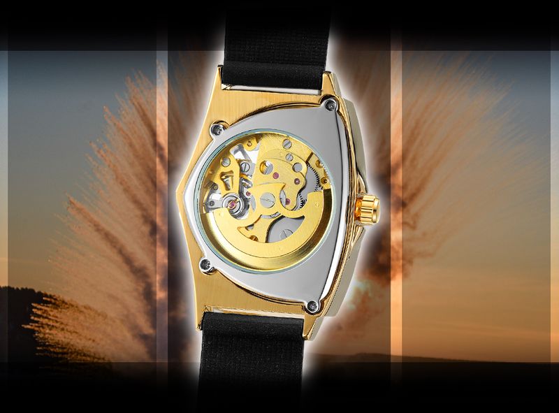 T-Winner Orologi meccanici automatici da uomo di alta gamma, luminosi, di lusso, tourbillon, orologio da polso in oro, cinturino in gomma, triangolo scheletrato_voghion.com