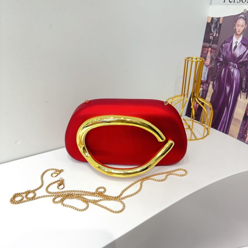 Borsa da sera classica alla moda con pochette rotonda in acrilico, manico in metallo, tracolla_voghion.com