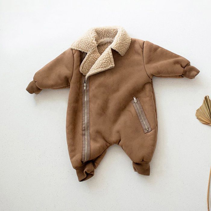 Baby Winter Clothes Baby Clothes Baby Onesie Extra Thick Onesie Lapel Shirt Baby Onesie Extra Fleece_voghion.com