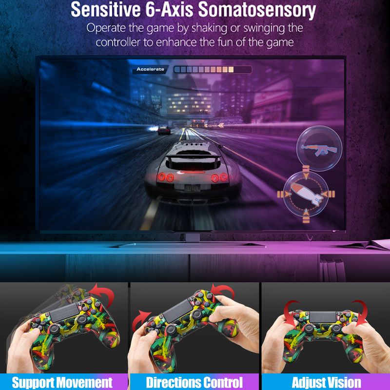 P4 draadloze gamecontroller compatibel met P4/pro/slim/PC touchpad water transfer printing_voghion.com