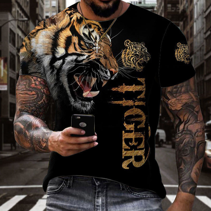 Tricou bărbați Tricou urban 3d Ocazional Gri amuzant Tricou vintage Tricou imprimat cu mânecă scurtă Punk Rock_voghion.com