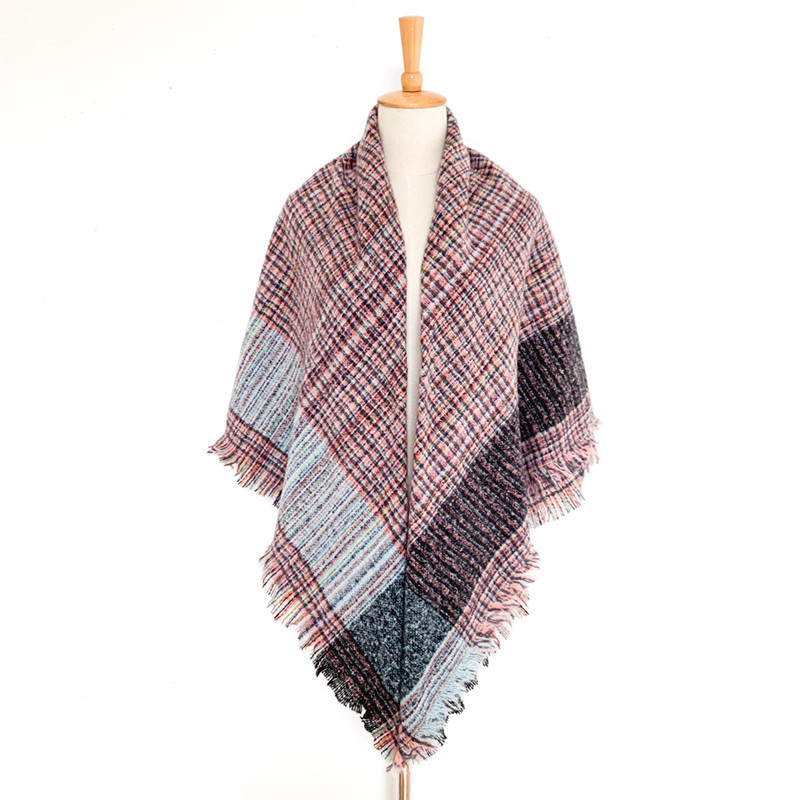 Γυναικεία Κασκόλ νέου στυλ αγκάθι λεπτό καρό μεγάλο τετράγωνο κασκόλ γυναικεία κουβέρτα ροζ κασκόλ παχύ κασκόλ σάλι_voghion.com