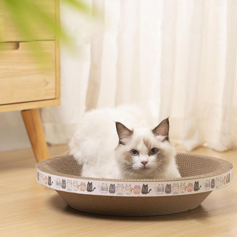Cat Scratcher Cardboard Oval Cat Scratch Pad Bowl Nest For Indoor Cats Grinding Claw Round Cat Scratching Board_voghion.com