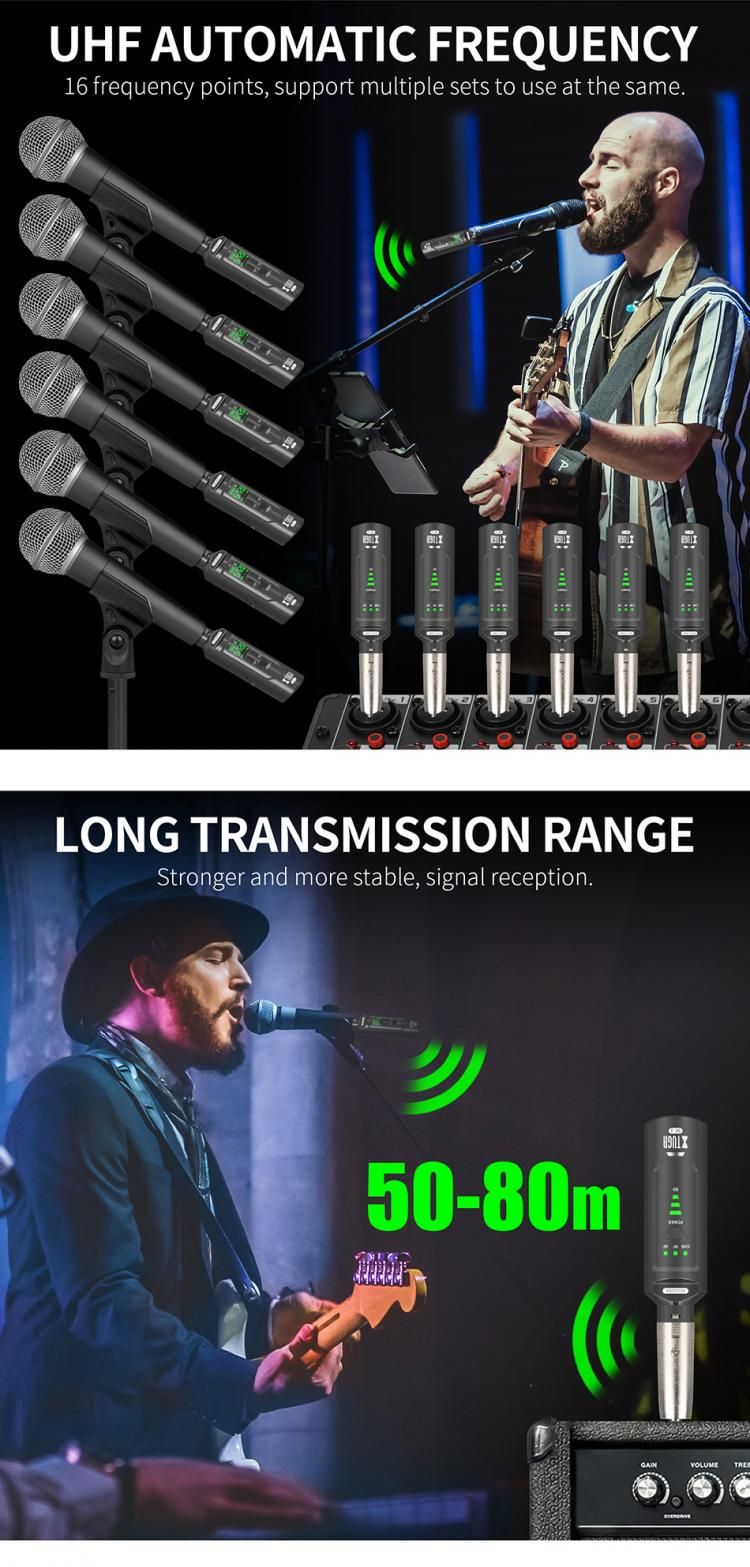 XTUGA SF-1 UHF Professional Wireless Converter XLR Rechargeable Transmitter Receiver For Dynamic/Condenser Microphone_voghion.com
