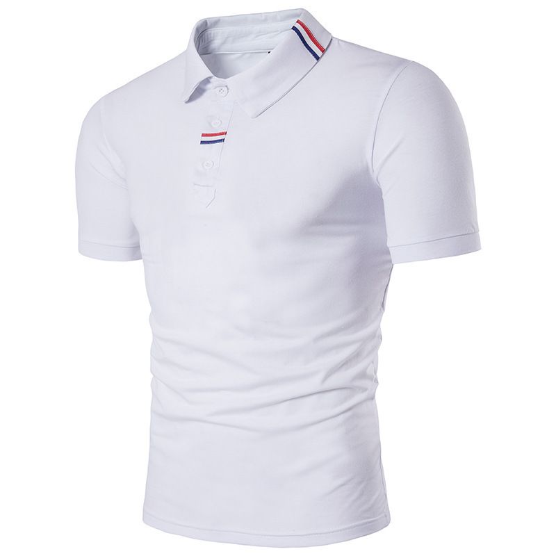T-shirt a maniche corte da uomo casual slim fit con colletto a bavero T-shirt a maniche corte da uomo colorblock_voghion.com