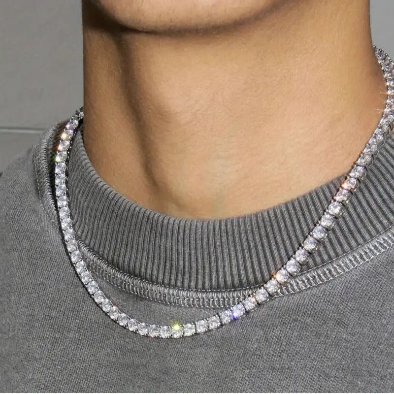 Nauji hip hop teniso grandinės asmenybės gatvės karoliai vyriški aksesuarai saugos sagtis High street papuošalai_voghion.com