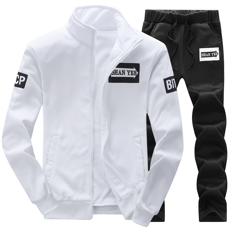 Ouma Novo Terno Esportivo Masculino Casal Casual Gola Alta Moletom Corrida Flecha Conjunto Primavera e Outono_voghion.com