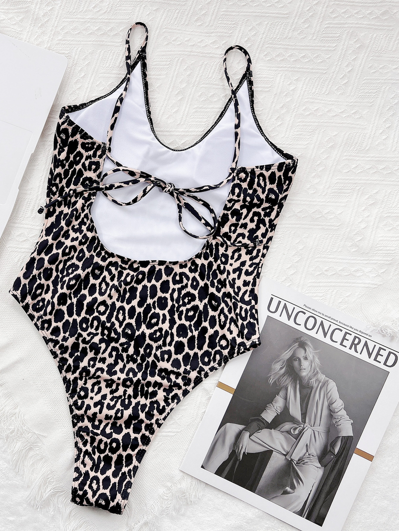 Maillot de bain simple bikini simple imprimé léopard maillot de bain une pièce femme maillot de bain une pièce_voghion.com